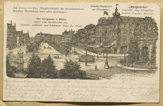 Vorschaubild Stettin: Königsplatz. Postkarte Verlag H. Saran, Stettin, versendet 1899